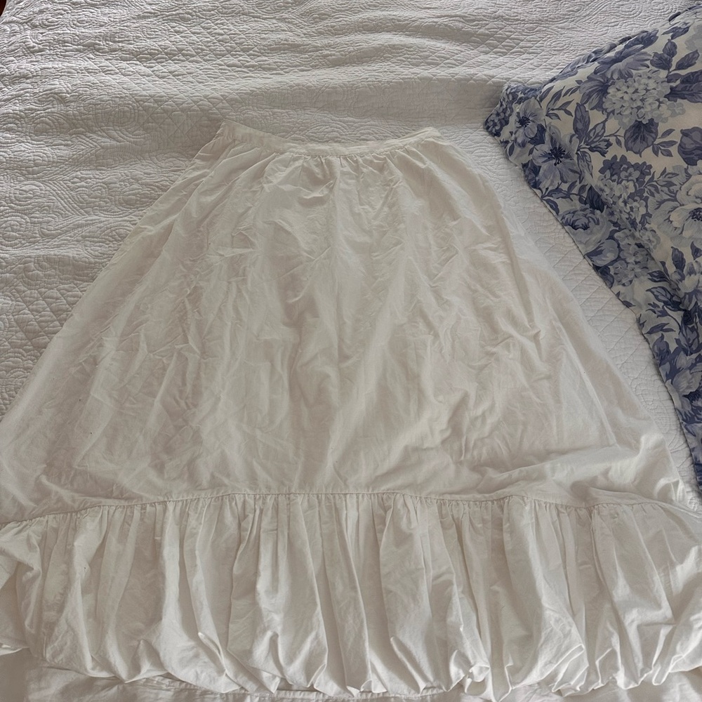 Anthropologie Cream Bubble Midi Skirt with Ruffled Tiers